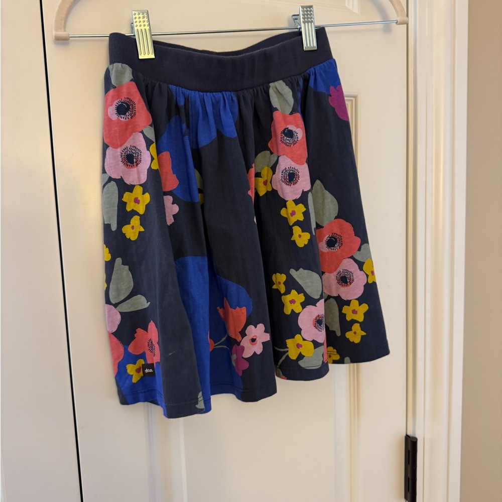Tea Collection Dark Blue Floral Kids Skirt